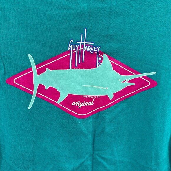 Guy Harvey‎ Mens Shirt Small Blue Sword Fish Fishing Short Sleeve Pullover - Picture 3 of 8